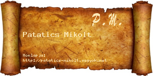Patatics Mikolt névjegykártya